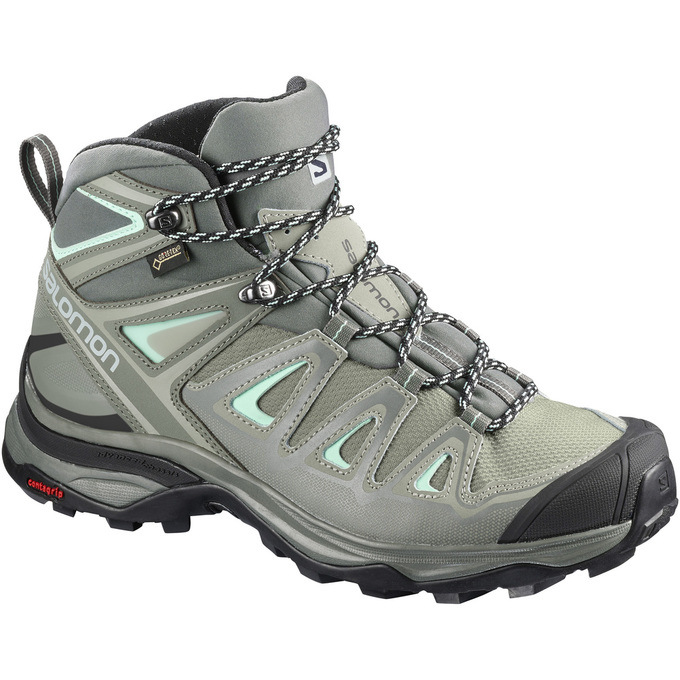 Salomon Singapore Womens Hiking Shoes - X ULTRA 3 WIDE MID GTX® W Grey/Black | 49723-XETY